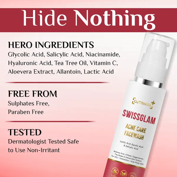Swissglam_Acne_Care_Facewash_|_Contains_Ingredients_Like_Aloe_Vera_Extract,_Chamomile_Extract,_Papaya_Extract,_Green_Tea_Extract,_Salicylic_Acid,_Benzoyl_Peroxide,_Cucumber_Extract,_Allantoin_&_Vitamin_E_|_Designed_To_Combat_Acne_While_Providing_Additional_Skincare_Benefits_|_For_Smooth,_Radiant_&_Healthy_Skin_|_100Ml