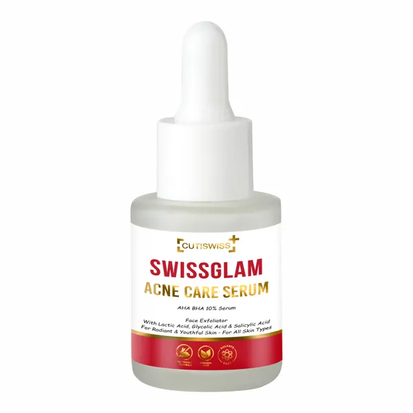 Swissglam_Acne_Care_Serum_|_Aha_Bha_10%_Serum_|_Highly_Effective_Acne_Treatment_Serum_Containing_A_Blend_Of_Aha_(Glycolic_Acid,_Mandelic_Acid,_Lactic_Acid),_Bha_(Salicylic_Acid),_And_Niacinamide_|_Designed_To_Target_Acne,_Reduce_Scarring_&_Brighten_Skin_Tone_|_Exfoliates,_Unclogs_Pores,_Controls_Oil_&_Hydrates_Skin_|_For_Smooth,_Clear_&_Glowing_Skin_|_Suitable_For_Acne-Prone_Skin_|_30Ml