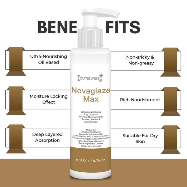 Novaglaze_Max_Is_A_Moisturizing_Lotion_|_With_Goodness_Of_Aloe_Vera,_Mulberry_Extract,_Turmeric,_Allantoin,_Kojic_Palmitate,_Vitamin_E_&_Liquorice_Extract_|_Designed_To_Hydrate,_Brighten,_And_Soothe_Skin,_Benefitting_Overall_Skin_Health_|_200Ml