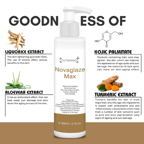 Novaglaze_Max_Is_A_Moisturizing_Lotion_|_With_Goodness_Of_Aloe_Vera,_Mulberry_Extract,_Turmeric,_Allantoin,_Kojic_Palmitate,_Vitamin_E_&_Liquorice_Extract_|_Designed_To_Hydrate,_Brighten,_And_Soothe_Skin,_Benefitting_Overall_Skin_Health_|_200Ml