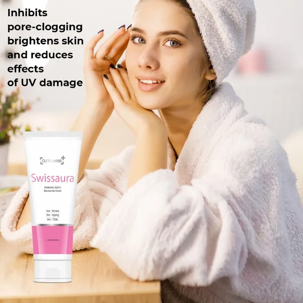 Swissaura_Cream_|_Contains_Hyaluronic_Acid_And_Niacinamide_|_Combines_Hydrating_Power_Of_Hyaluronic_Acid_With_The_Skin-Repairing_And_Brightening_Effects_Of_Niacinamide_|_Helps_In_Hydration,_Hyperpigmentation_,_Even_Skin_Tone,_Diminishes_Fine_Lines_&_Wrinkles,_Repair_And_Barrier_Support,_Calming_And_Soothing_|_100Ml
