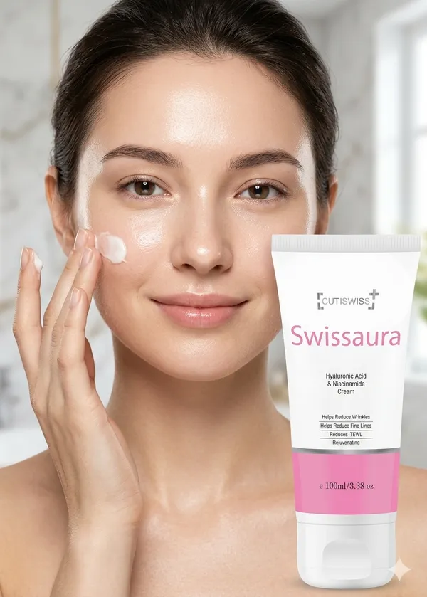Swissaura_Cream_|_Contains_Hyaluronic_Acid_And_Niacinamide_|_Combines_Hydrating_Power_Of_Hyaluronic_Acid_With_The_Skin-Repairing_And_Brightening_Effects_Of_Niacinamide_|_Helps_In_Hydration,_Hyperpigmentation_,_Even_Skin_Tone,_Diminishes_Fine_Lines_&_Wrinkles,_Repair_And_Barrier_Support,_Calming_And_Soothing_|_100Ml