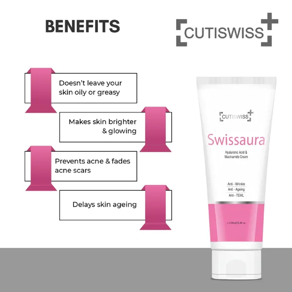 Swissaura_Cream_|_Contains_Hyaluronic_Acid_And_Niacinamide_|_Combines_Hydrating_Power_Of_Hyaluronic_Acid_With_The_Skin-Repairing_And_Brightening_Effects_Of_Niacinamide_|_Helps_In_Hydration,_Hyperpigmentation_,_Even_Skin_Tone,_Diminishes_Fine_Lines_&_Wrinkles,_Repair_And_Barrier_Support,_Calming_And_Soothing_|_100Ml