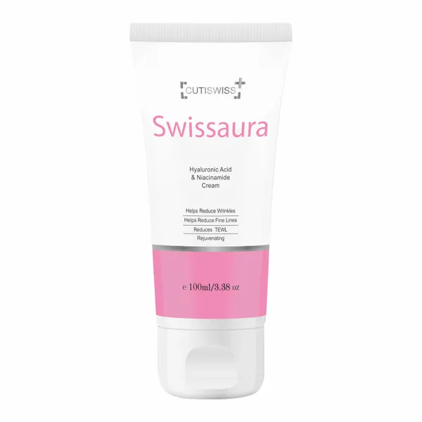 Swissaura_Cream_|_Contains_Hyaluronic_Acid_And_Niacinamide_|_Combines_Hydrating_Power_Of_Hyaluronic_Acid_With_The_Skin-Repairing_And_Brightening_Effects_Of_Niacinamide_|_Helps_In_Hydration,_Hyperpigmentation_,_Even_Skin_Tone,_Diminishes_Fine_Lines_&_Wrinkles,_Repair_And_Barrier_Support,_Calming_And_Soothing_|_100Ml