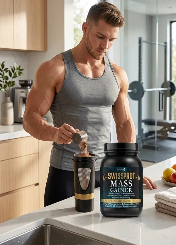 Swissprot_Mass_Gainer_|_Chocolate_Flavour_|_High_Protein_&_Carbohydrate_Formula_For_Fast_Muscle_Gain_|_Protein_&_Carb_Blend_For_Muscle_Growth_|_Gym_Supplement_For_Men_|_Fitness_Nutrition_Powder_|_1000_Gm