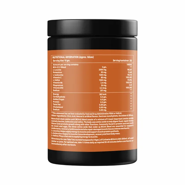 Bcaa_Powder_|_Orange_Flavour_|_Branched_Chain_Amino_Acids_Supplement_|_Supports_Muscle_Recovery,_Endurance_&_Workout_Performance_|_Amino_Acid_Supplement_For_Stamina_&_Lean_Muscle_Support_|_Intra_Workout_Drink_For_Women_|_300G