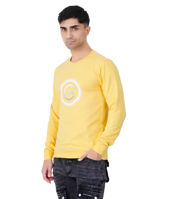 White_Circle_Printed_Lemon_Yellow_Sweatshirt
