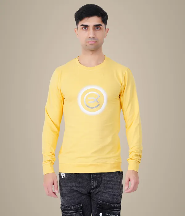 White_Circle_Printed_Lemon_Yellow_Sweatshirt