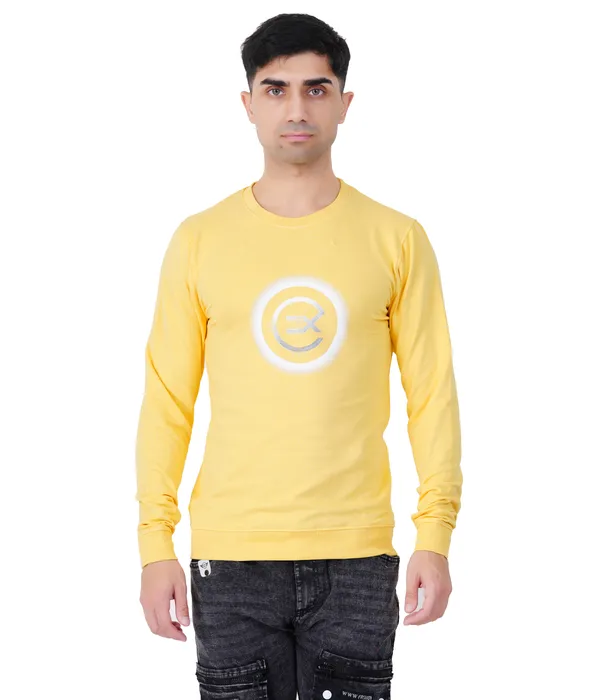 White_Circle_Printed_Lemon_Yellow_Sweatshirt