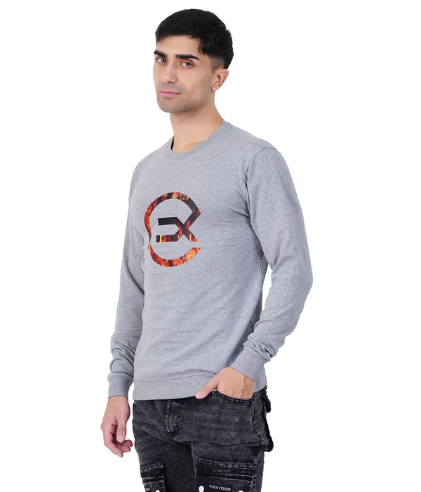 Flame_Printed_Grey_Melange_Sweatshirt