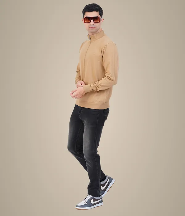 Khaki_High_Neck_Zipper