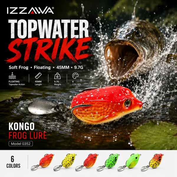 IZZAWA_Kongo_Frog_Lure_45mm_9.7g_-_Red_Yellow_Spot_|_Pack_of_1