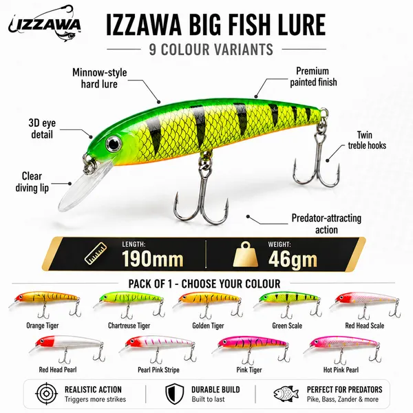 IZZAWA_Big_Fish_Lure_190mm_46g_-_Hot_Pink_Pearl_|_Pack_of_1