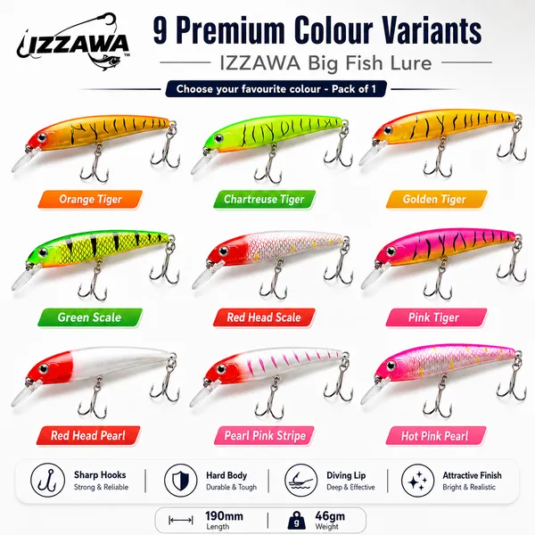 IZZAWA_Big_Fish_Lure_190mm_46g_-_Hot_Pink_Pearl_|_Pack_of_1