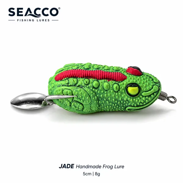SEACCO_Jade_Handmade_Frog_Lure_5cm_8g_-_Green_Red_Spine_|_Pack_of_1
