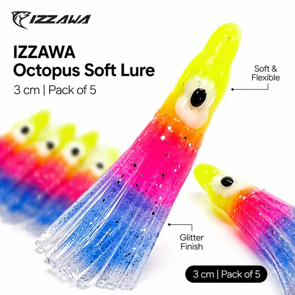 Izzawa_Octopus_Soft_Lure_3cm_-_Yellow_Pink_Blue_-_Pack_of_5