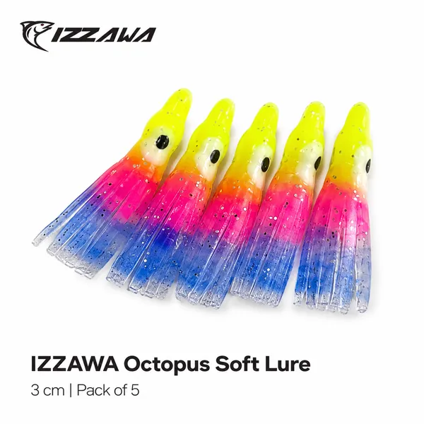 Izzawa_Octopus_Soft_Lure_3cm_-_Yellow_Pink_Blue_-_Pack_of_5