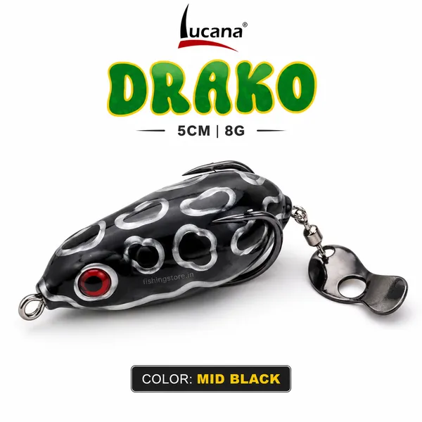 Lucana_Drako_Handmade_Frog_Lure_5cm_8g_|_Mid_Black_|_Weedless_Topwater_Frog