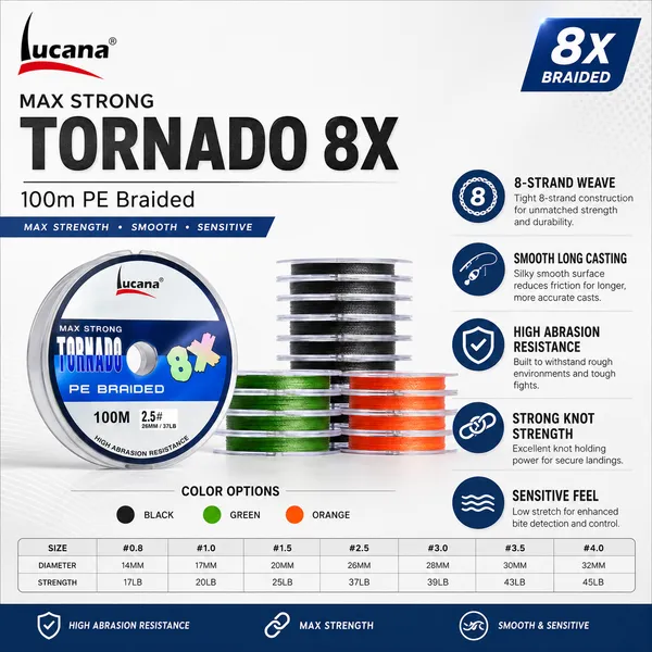 Lucana_Tornado_8X_PE_Braided_Fishing_Line_100m