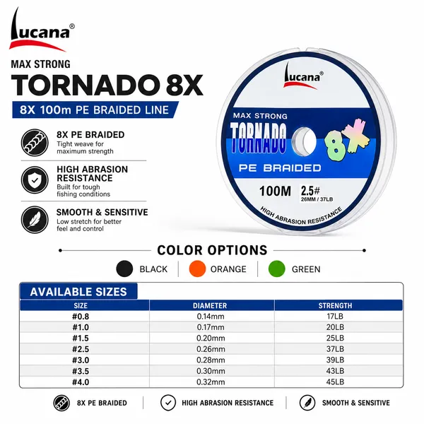 Lucana_Tornado_8X_PE_Braided_Fishing_Line_100m