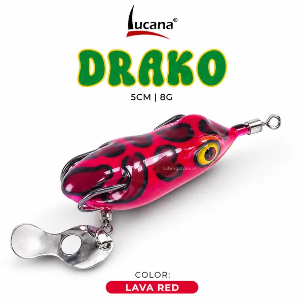 Lucana_Drako_Handmade_Frog_Lure_5cm_8g_|_Lava_Red_|_Weedless_Topwater_Frog