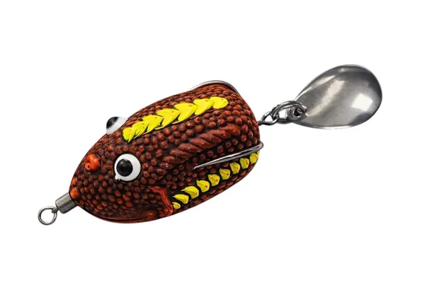 IZZAWA_Handmade__3D_Frog_Lure_3.2cm_Brown_Yellow_Paddy_–_Snakehead_Murrel