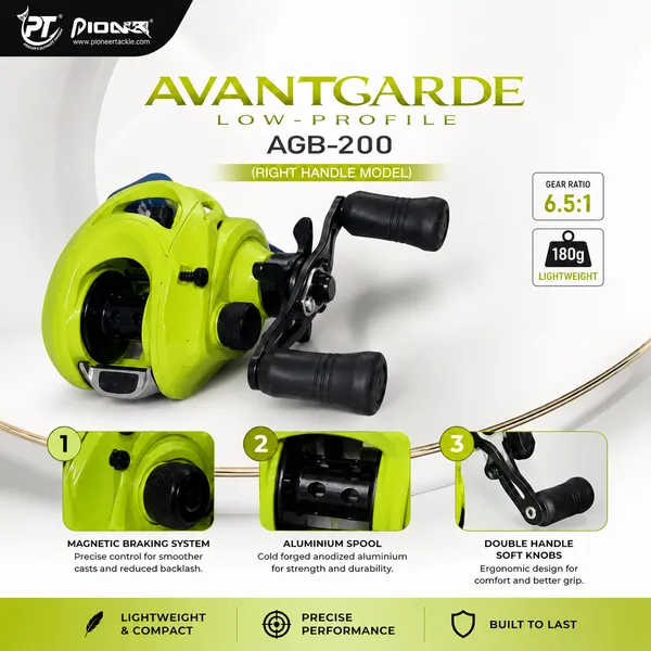 Pioneer_Avantgarde_AGB-200_Low_Profile_Baitcasting_Reel_|_6.5:1_Gear_Ratio_|_5kg_Drag_|_180g