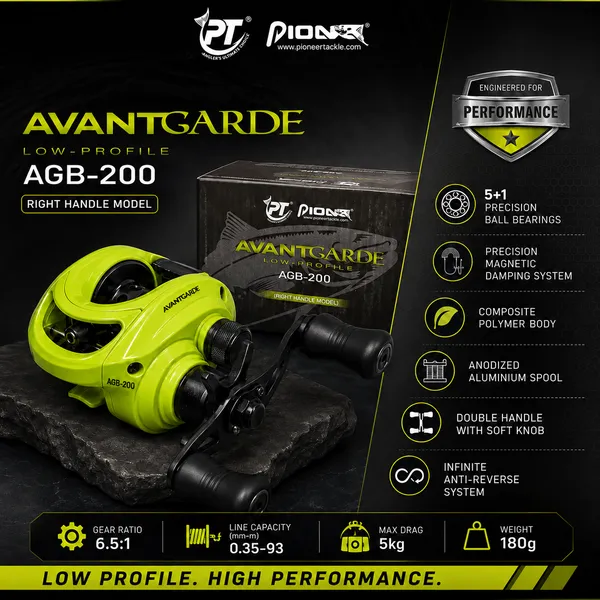 Pioneer_Avantgarde_AGB-200_Low_Profile_Baitcasting_Reel_|_6.5:1_Gear_Ratio_|_5kg_Drag_|_180g