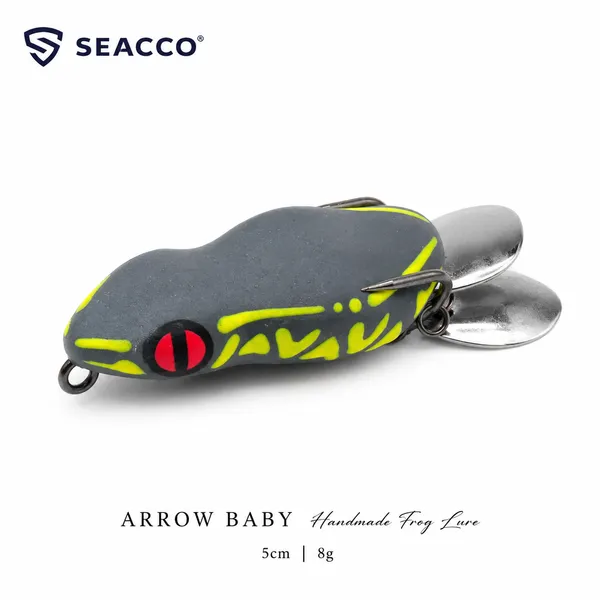 SEACCO_Arrow_Baby_Handmade_Frog_Lure_5cm_8g_-_Grey_Chartreuse_|_Pack_of_1