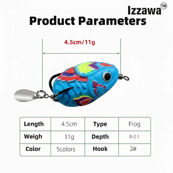 IZZAWA_Handmade_Soft_Frog_Lure_Blue_4.5cm_11g_–_Snakehead_Murrel