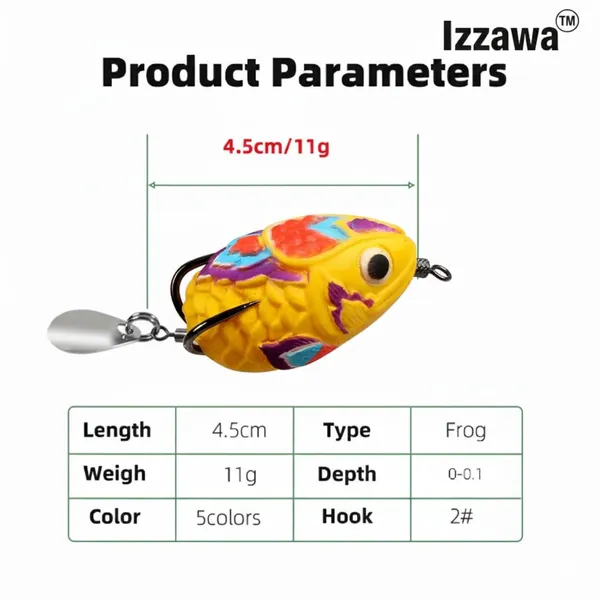 IZZAWA_Handmade_Soft_Frog_Yellow_4.5cm_11g_–_Snakehead_Murrel_Bass