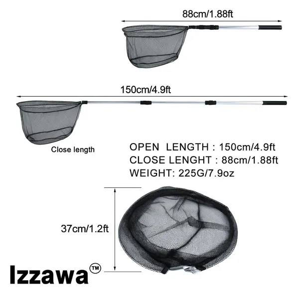 IZZAWA_Telescopic_Landing_Net_1.9m_–_Folding_Fishing_Net_India