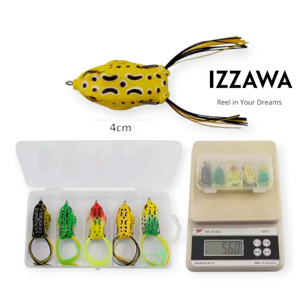 IZZAWA_Frog_Lure_5pc_6cm_12g_–_Snakehead_Murrel_Bass_Topwater_Set