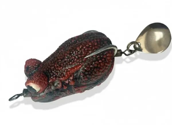 IZZAWA_Handmade__3D_Frog_Lure_3.2cm_Brown_Yellow_–_Snakehead_Murrel_Floating