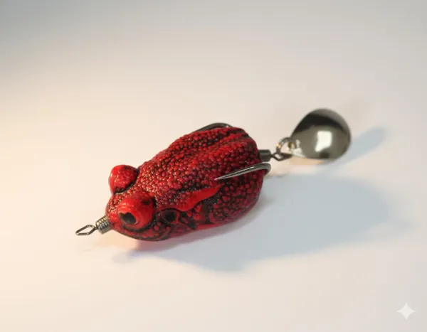IZZAWA_Handmade__3D_Frog_Lure_3.2cm_Red_Black_–_Snakehead_Murrel_Floating