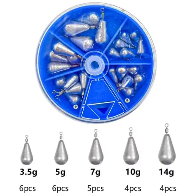 IZZAWA_Lead_Sinkers_25pc_Set_–_Rohu_Catla_Carp_Bottom_Fishing