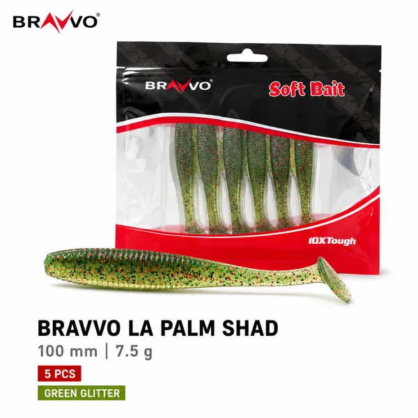 Bravvo_LA_Palm_Shad_100mm_7.5g_-_Green_Glitter_-_Single_Piece