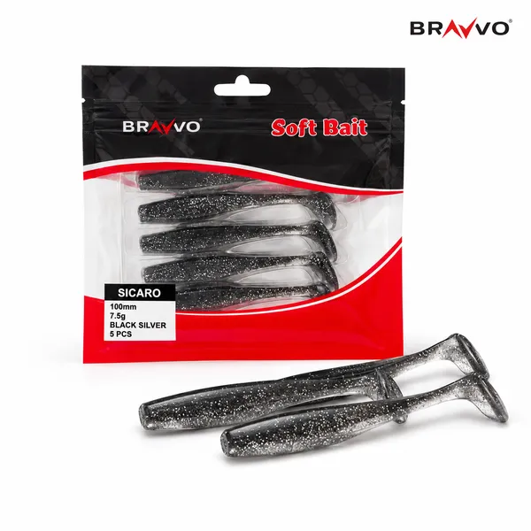 Bravvo_Sicaro_Shad_100mm_7.5g_-_Black_Silver_Glitter_-_Single_Piece
