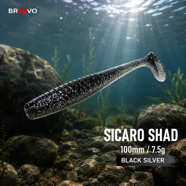 Bravvo_Sicaro_Shad_100mm_7.5g_-_Black_Silver_Glitter_-_Single_Piece