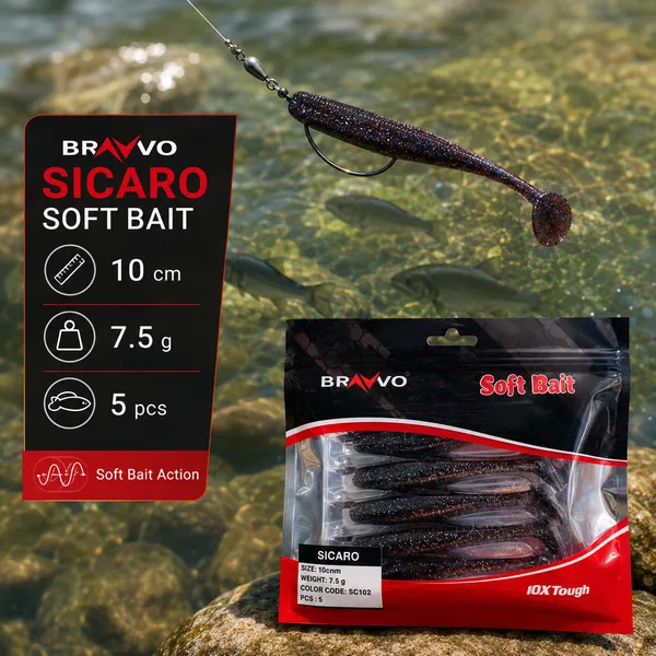 Bravvo_Sicaro_Soft_Lure_100mm_7.5g_-_Black_Silver_Glitter_-_Single_Piece