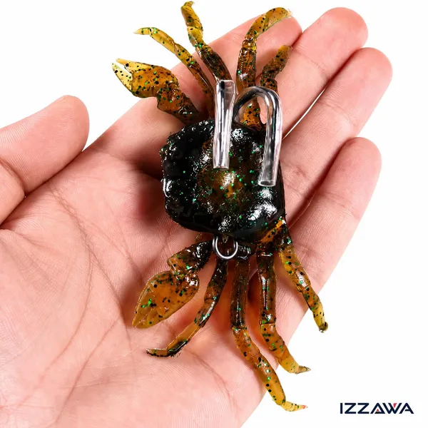 IZZAWA_Soft_Artificial_Crab_Fishing_Lure,_PVC,_3D_Simulation_Bait_with_Double_Hooks,_8cm,_34.5g_Pack_1
