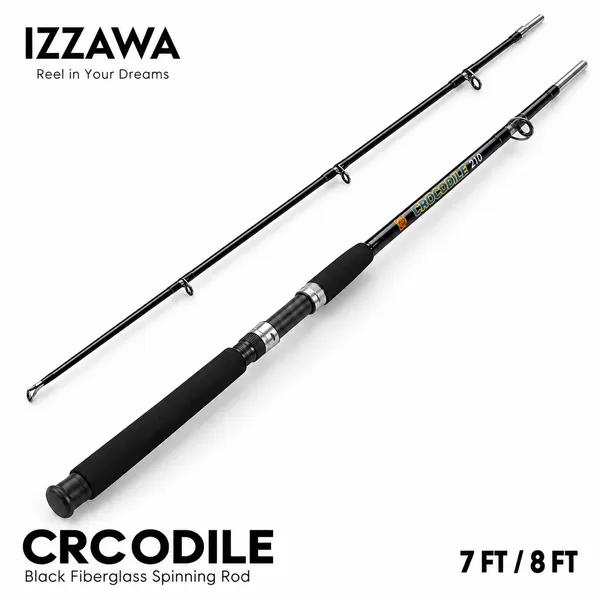 IZZAWA_Crocodile_Black_Spinning_Rod_8ft_–_Fiberglass_for_Freshwater_&_Saltwater