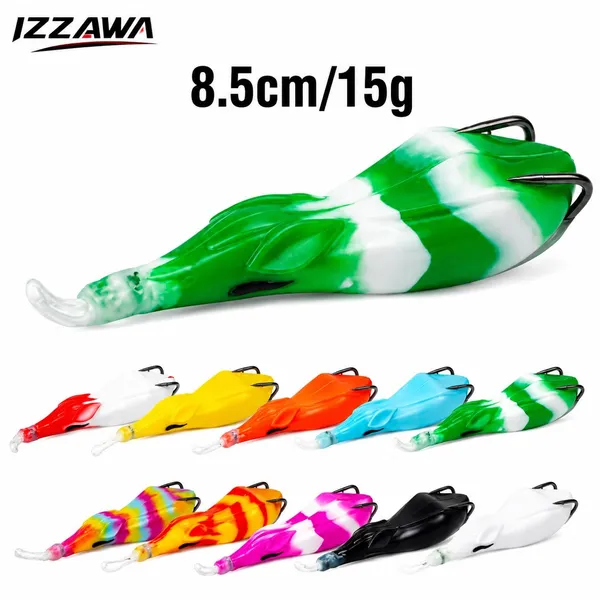 Izzawa_Handmade_(Pack_of_1_Any_Colour)_Soft_Dushman_Duckline_Frog_Lure–_8.5cm_/_15g,_Soft_Rubber,_Double_Hooks_for_Snakehead,_Carp,_Bass_Fishes_etc
