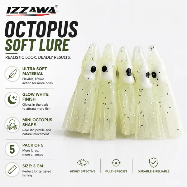 Izzawa_Octopus_Soft_Lure_3cm_-_Glow_White_-_Pack_of_5