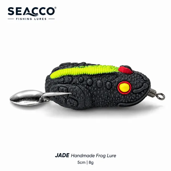 SEACCO_Jade_Handmade_Frog_Lure_5cm_8g_-_Black_Lime_Spine_|_Pack_of_1