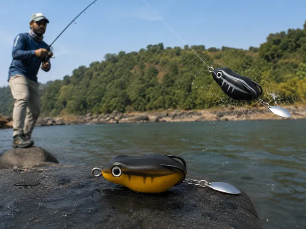 IZZAWA_Predator_Frog_Lure_|_2pc_|_Black-Brown_|_4.5cm_8.5g_|_Topwater_Soft_Bait_for_Snakehead,_Murrel_&_Bass