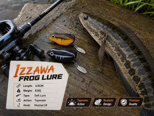 IZZAWA_Predator_Frog_Lure_|_2pc_|_Black-Brown_|_4.5cm_8.5g_|_Topwater_Soft_Bait_for_Snakehead,_Murrel_&_Bass