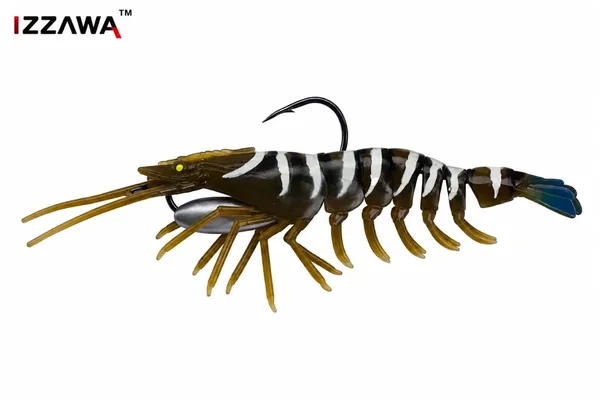 IZZAWA_HuntHouse_Shrimp_Lure_16cm_26.4g_Black_Tiger_–_GT_Snapper_Barramundi