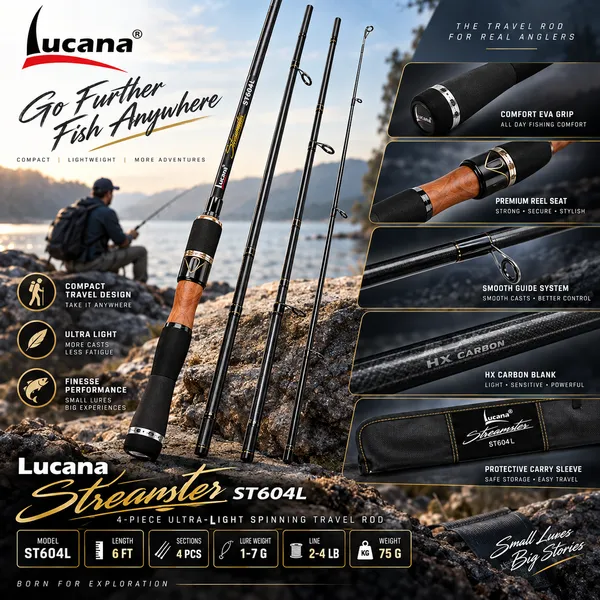 Lucana_Streamster_ST604L_4-Piece_Ultra-Light_Spinning_Travel_Rod_—_Black_/_Wood_Accent