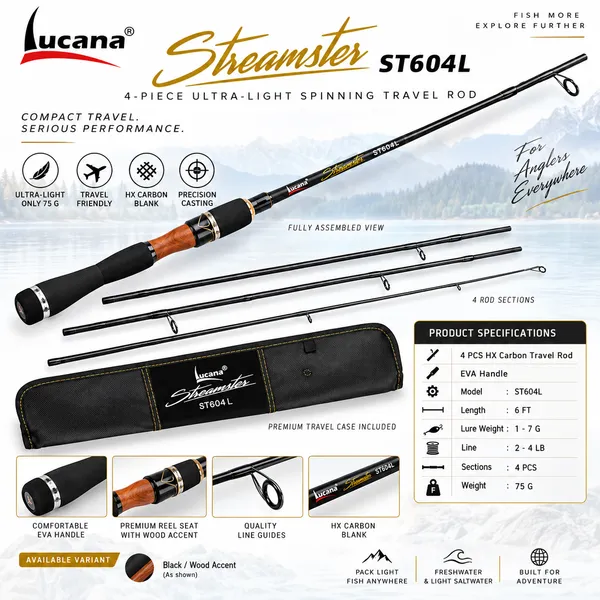Lucana_Streamster_ST604L_4-Piece_Ultra-Light_Spinning_Travel_Rod_—_Black_/_Wood_Accent